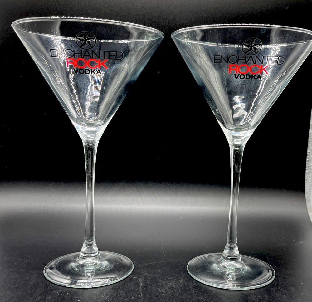 ENCHANTED ROCK VODKA LARGE STEM GLASSES SET OF TWO (2) RARE