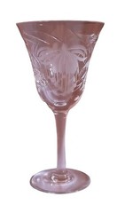 Royal Brierley Fuchsia Crystal Claret Wine Glasses Set of 2 Etched Floral