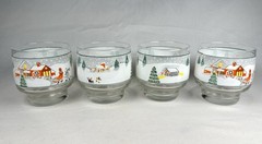 SET of 4 Sango Vintage Silent Night Whiskey / Juice / Eggnog Glasses Christmas