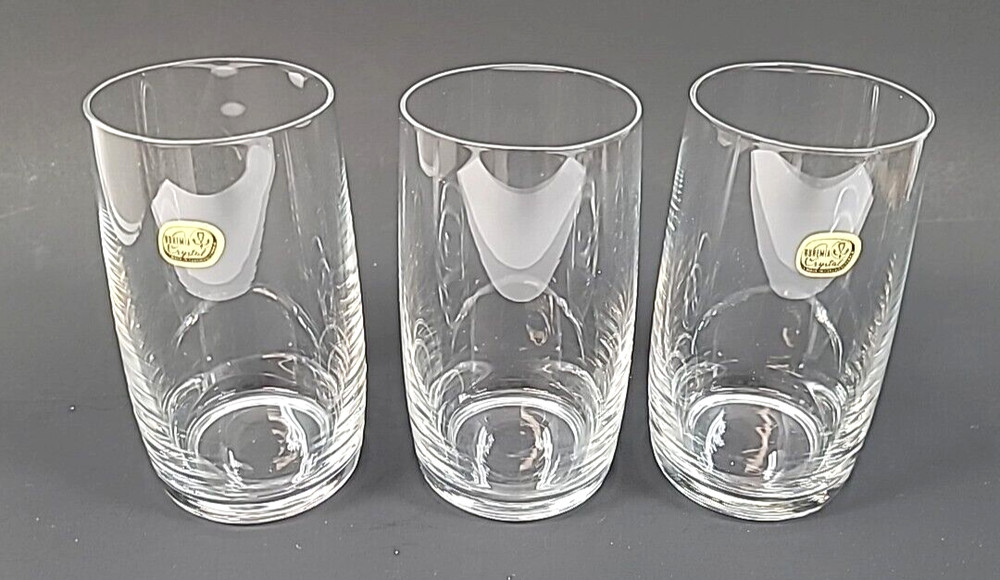 Set of 3 Bohemia Crystal Tumbler Style Drinking Glasses 5-1/8″Tall