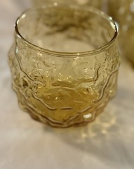 4 Anchor Hocking Lido Milano Honey Gold Amber Roly Poly Vintage Tumblers