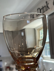 Vintage Libbey Splash Amber Iridescent Glass Goblets Set of 6 Ribbed Stem