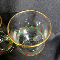 Vtg Libbey Holly Berry Christmas 14oz Tumblers Gold Rim Set of 4 Vintage Holiday