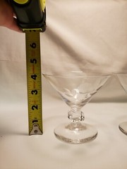 Crystal Cocktail Glasses Dessert Sherbet Cups With Etched Roses Vintage Set of 2