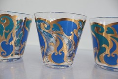 Georges Briard Signed Mid-Century Art Nouveau Old Fashion Glasses (Set of 4)