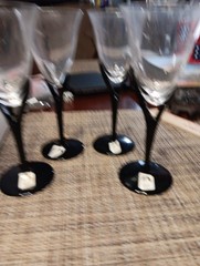 Sasaki Crystal Japan Capistrano Cordial Black Stem Glasses 5 7/8” NOB Set of 4