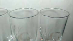 Mid Century Highball Drink Glass Tumbler set of 4 w/ Silver Monogram Letter C