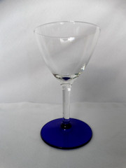 Weston Glass WGL74 Clear Blown Glass Liquor Cocktail w/ Cobalt Blue Foot VGUC