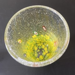 Murano Style Glass Drinking Tumbler Multi Color Handmade Millefiori 5.75” MINT
