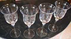Vtg Set 4 SASAKI ISABELLE Crystal Water Goblets FROSTED CUT LEAF BALL STEM 9 1/8