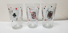 3 LUMINARC PLAYING CARDS GLASS TUMBLERS 5 3/4″