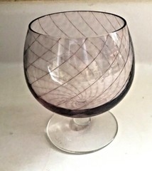 Stephen Smyers Handmade Purple Art Glass Goblet Brandy Snifter Signed NEW COND
