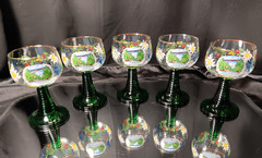 5 Echelsbacher Bruche Beehive Stem Roemer Glasses Handpainted ~ 1/10 Liter