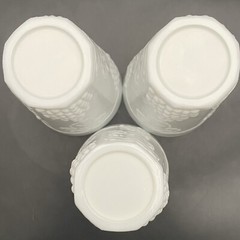 Indiana Glass Harvest Grape Milk Glass 3pc Juice Glasses c1970s USA 4.5″t 8oz