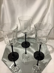 Luminarc Arcoroc France 8.25” Black Stem Octine Octagon Goblets – Set of 3