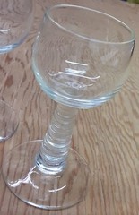 Vintage MCM Cordial Glasses Set Of 2 Beehive Stem Ribbed Clear 4″ H 1.75″ D