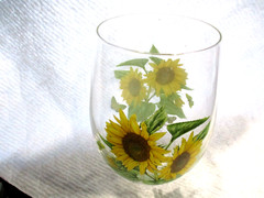 painted Sunflower Helianthus Annuus stemless Portmeirion Botanic Garden glass