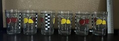 KIG Vintage Apples Lemons Juice glasses set of 6 With black & white checked