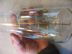 Libbey David Douglas Turquoise & Gold Pinecone Carafe & 10 Lowball Glasses 6oz