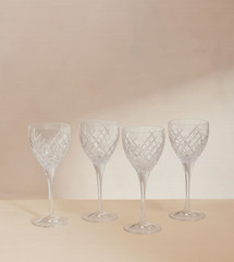 SOHO HOME Barwell Cut Crystal White Wine Glass, Set of Four