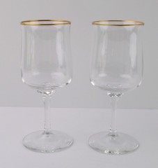 Set of Two Lenox Intrigue Gold Crystal Wine Glass Stemware 7 1/4″ Tall Very Nice