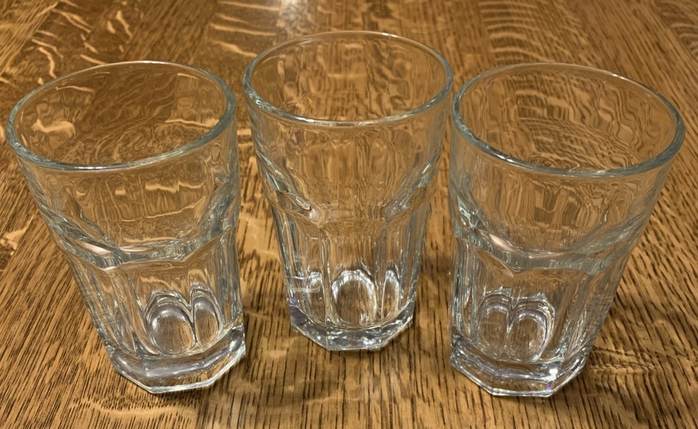 (3) Libbey DuraTuff 8 ounce glasses 8 panel