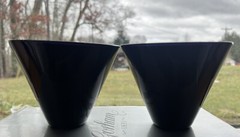 Set Of Four Black Amethyst Cone Shape Tumblers Vintage MCM Feel