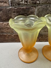 Libbey Ombre Colorful Frosted Parfait Ice Cream Sundae Footed Glasses 4 pc Retro