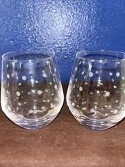 Lenox × Kate Spade LARABEE DOT Set/2 Stemless White Wine Glasses Excellent