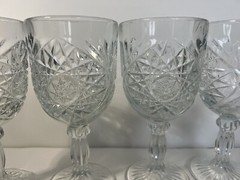 4 Vnt Libby STAR OF DAVID Hobstar Starburst Goblets Glasses Water Wine 12oz 7.25