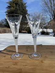 Waterford Crystal Millenium Series LOVE Champagne Flutes with Frosted Stem ~2