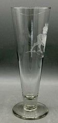 Vintage Perry Coyle Signed Etched Stag Crystal Pilsner Beer Glass 9″