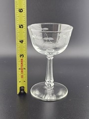 Likely Libbey Rock Sharpe Stem 3002 with Leaf/Vine Gray-cut Etch Glass