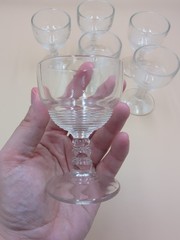 6 vintage Anchor Hocking Cordials Manhattan Art Deco Sherry Wine Glasses 3.5″ hi