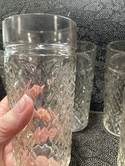 VTG Retro Clear Quilted Diamond Point Glasses Tumblers Set Of 6 Anchor Hocking