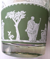 4 Vintage Jeanette Wedgwood Jasperware Grn Greek Hellinic Glasses juice whiskey