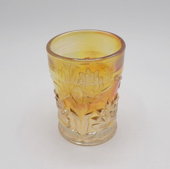 Water Lily & Cattails Marigold by Fenton Flat Tumbler Cup