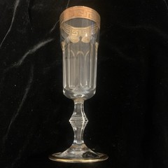 Vintage Crystal Champagne Flute with Gold Greek Key Rim