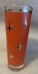 VTG Bartlett Collins Atomic North Star Cocktail Glass Orange/Red Gold Trim 7″