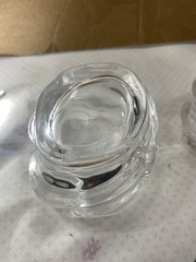 Pair Of Heavy Crystal Whiskey Glasses. Rippled Glacier Designed Body