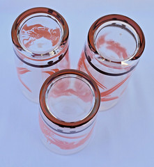 MCM 1950s Hazel Atlas BIG TOP CIRCUS – ORANGE PARROT -Set of 3 Glasses