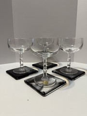 Spode Serenade Crystal Champagne Glasses Set Of 4 Beautiful Cubed Tapered Stem