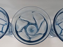 4 Fostoria Jamestown 10 oz Blue Tea Water Goblets Swirl MCM Ice Cream Sundae