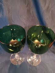 Vintage Tiffin Killarney Green Wine Glass 6 1/8” MCM 1950’s Set Of 2