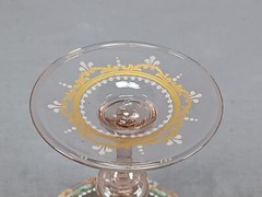 Salviati Venetian Hand Enameled Neoclassical Parade Pink Glass Sherbet B
