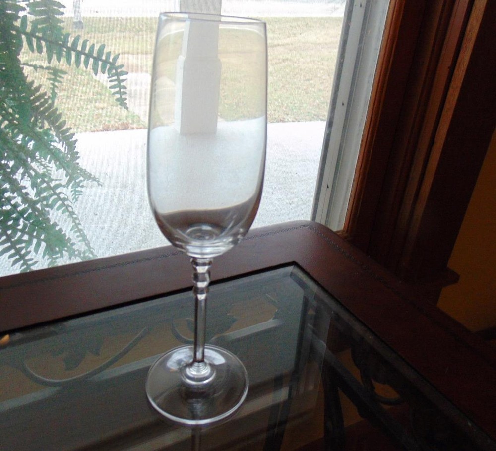 Crystal Champagne Flute 3 Faceted Beads on Stem 8 7/8 inch 8 oz