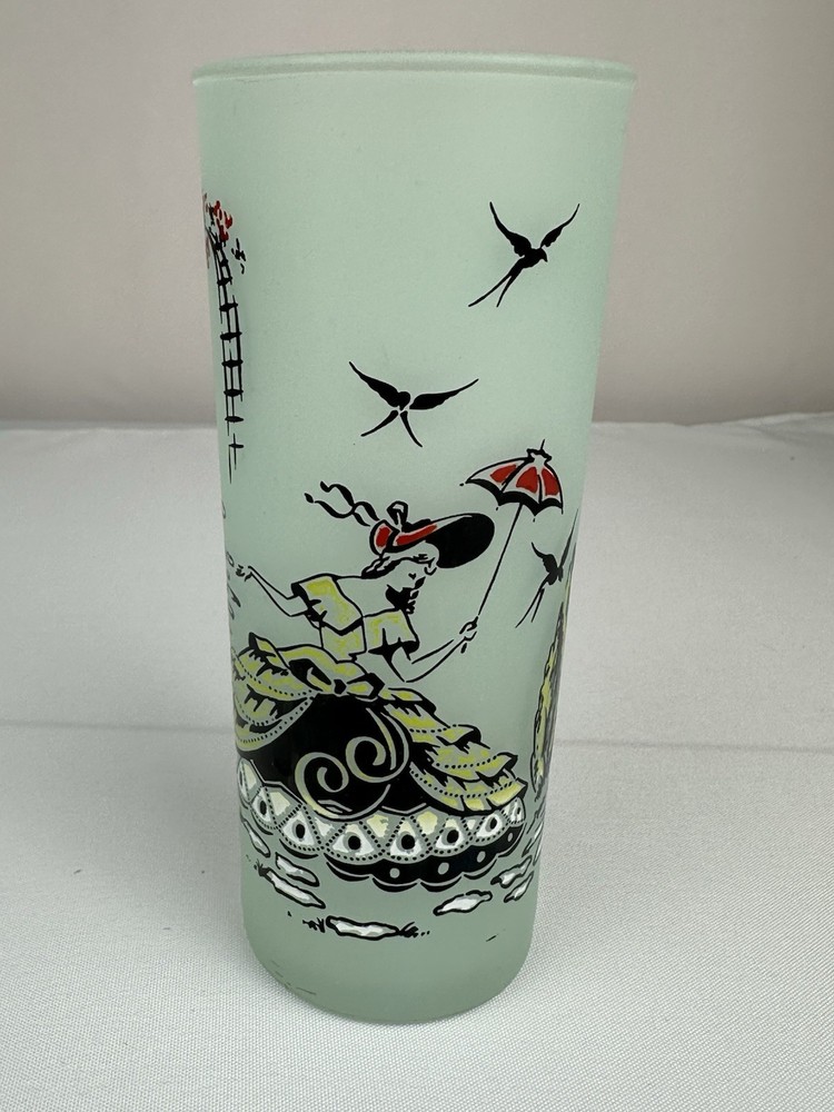 Frosted Glasses Mid Century Modern Libby High Pastel Victorian Green