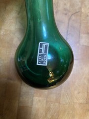 Mid Century Green Italy Art Glass 1/2 Yard Beer Glass 18.25” Tall Sticker Intact