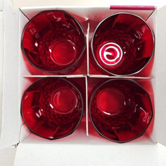 (8) Cristal D’Arques Longchamp Ruby Double Old Fashioned Set Crystal France Lot