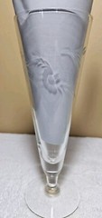 Vintage Pair Of Floral Leaf Etched Pilsner Glasses Fluted Stemware